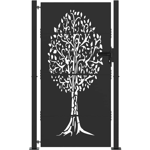 vidaXL Vrtna vrata Črna 110 x 205 cm Jeklo s pra&scaron;nim premazom, (5000300978) Cene