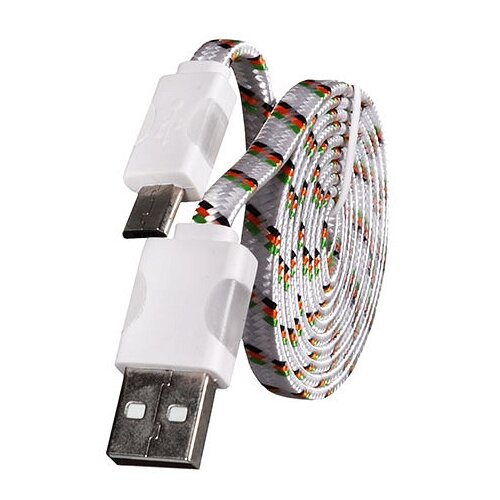  Podatkovni data kabel - računalni&amp;scaron;ki polnilec - micro USB - LED - beli Slike