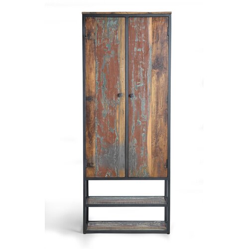 GINER Y COLOMER Vitrina iz recikliranega lesa z večbarvnimi kovinskimi nogami, (22147024) Cene