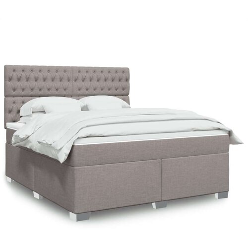 VidaXL Krevet s oprugama i madracem smeđesivi 180x200 cm tkanina Slike