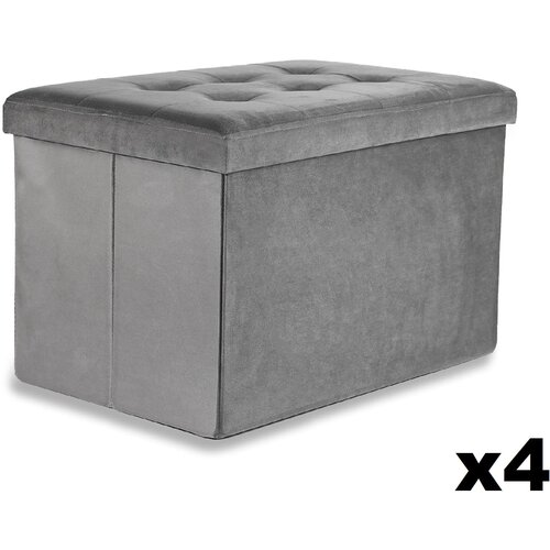 Brandless XL zložljiv puf z gumbi - 60x38x38cm žametno siva x 4, (22056774) Slike
