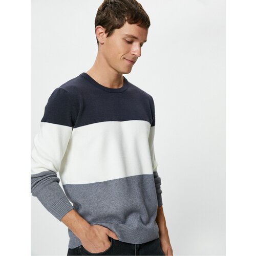 Koton Knitwear Sweater Crew Neck Color Block Long Sleeve Cene