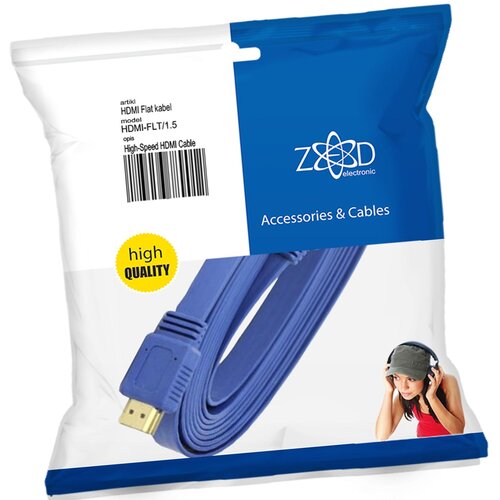 Zed Electronic HDMI kabl, plosnati, 1.5 met, ver. 2.0, 3D, Ethernet - HDMI-FLT/1,5 Slike