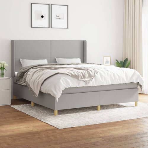 The Living Store Box spring postelja z vzmetnico svetlo siva 160x200 cm žamet - Box Spring Postelja, (21488421) Slike