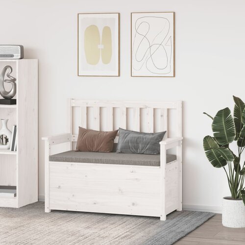 VidaXL Klupa bijela 112,5 x 51,5 x 96,5 cm od masivne borovine Slike