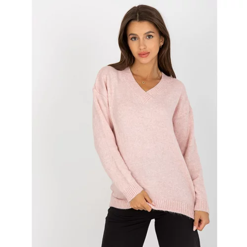 Fashion Hunters Light pink knitted classic RUE PARIS sweater