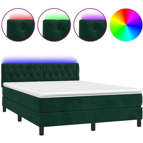  Krevet box spring s madracem LED tamnozeleni 140x200 cm bar&amp;scaron;un Slike