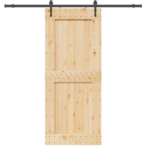 VidaXL Drsna vrata s kompletom vodil 95x210 cm trdna borovina Slike