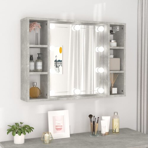 VidaXL Kupaonski ormarić s ogledalom LED boja betona 76 x 15 x 55 cm Slike