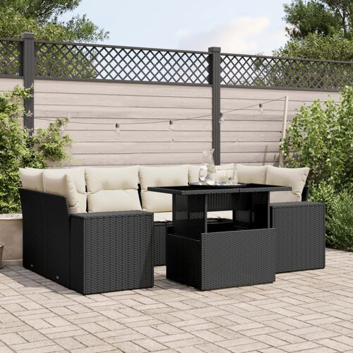  7-dijelni set vrtnih sofa od poliratana s jastucima crni Crna 100 x 55 x 73 cm Cijene