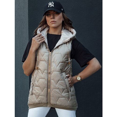 DStreet Women&amp;#039;s quilted vest with hood GLITZY camel Slike