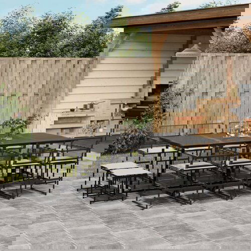  13-dijelni vrtni blagovaonski set s jastucima poliratan crni Slike