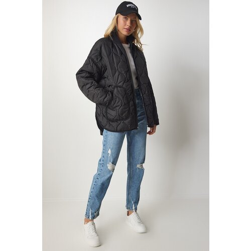  Women&amp;#039;s Black Pocket Turtleneck Quilted Coat Slike