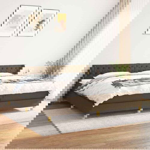  Krevet s oprugama i madracem tamnosmeđi 200x200 cm od tkanine Cene