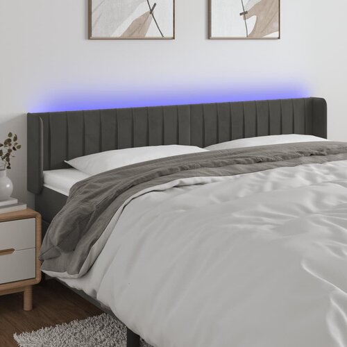 The Living Store led posteljno vzglavje temno sivo 163x16x78/88 cm žamet - led vzglavje, (21487921) Slike