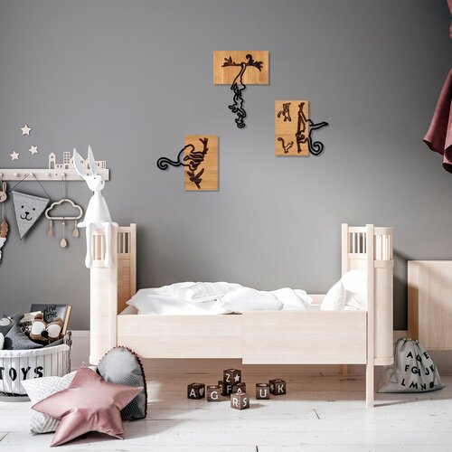 Wallity zidna dekoracija naughty monkeys - 338, 26 x 3 x 25 cm, crna Cene