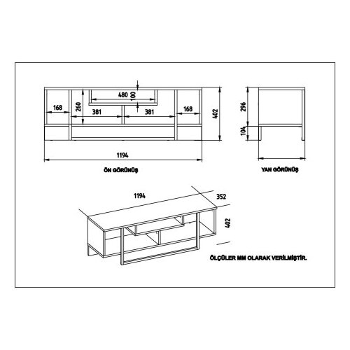 Hanah home tv polica asal (120) white ud black Slike