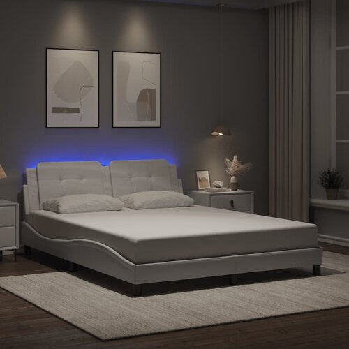 Furnova Posteljni okvir z LED lučkami bel 160x200 cm umetno usnje, (21940534) Slike