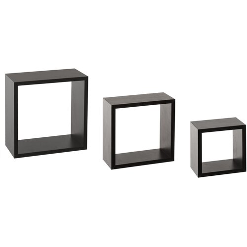 5five Zidne police u obliku kocke, 3 kom. FIXY 15x9x15, 20x9x20, 25x9x25cm mdf, crne Cijene