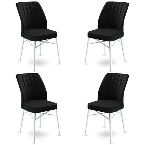 Hanah home Flex - Black, White BlackWhite Chair Set (4 Pieces) Cene