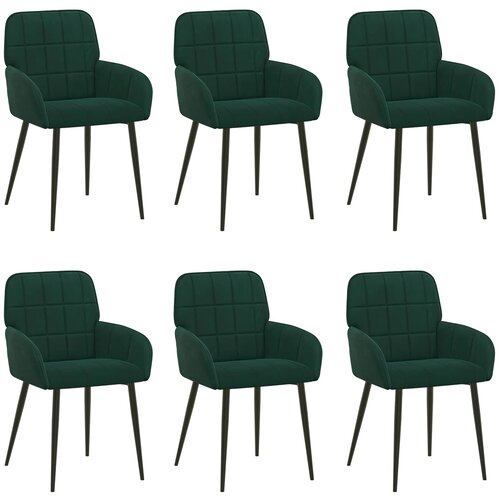 vidaXL Jedilni stoli 6 pcs Žamet Temno zelena 57 x 50 x 85 cm, (5000296602) Cene