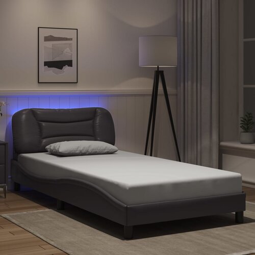 Furnova Posteljni okvir z LED lučkami siv 100x200 cm umetno usnje, (21938234) Slike