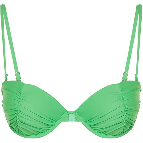 Trendyol Green Balconette Draped Bikini Top