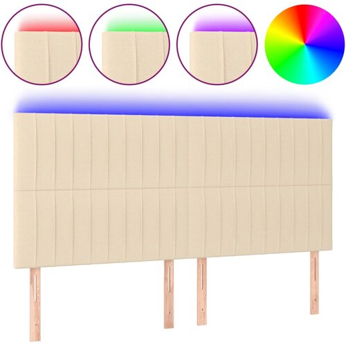 Maison Chic led posteljno vzglavje - vzglavna omarica - nočna omarica krem 200x5x118/128 cm blago, (21706982) Slike