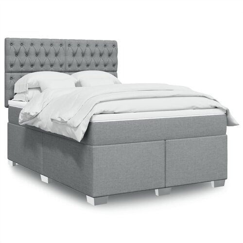 VidaXL Krevet box spring s madracem svjetlosiva 160x200 cm tkanina Slike