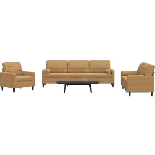 vidaXL 3-dijelni set sofa s jastucima smeđi baršunasti Cijene