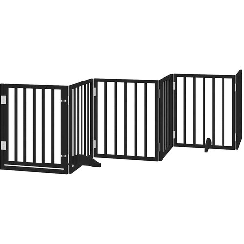  Vrata za pse s vrata&amp;scaron;cima 15 panela sklopiva 750 cm drvo topole Crna 50 x 60 x 2 cm Slike