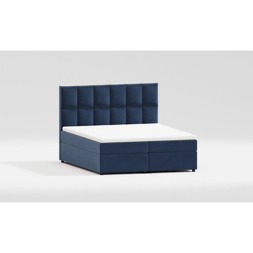 Ropez Temno modra oblazinjena zakonska postelja s prostorom za shranjevanje 180x200 cm Flip &amp;ndash; Slike