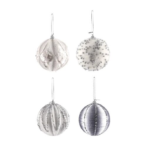 Festa Icy foam, novogodišnja kugla, bela i srebrna, 8cm, 4K Cene