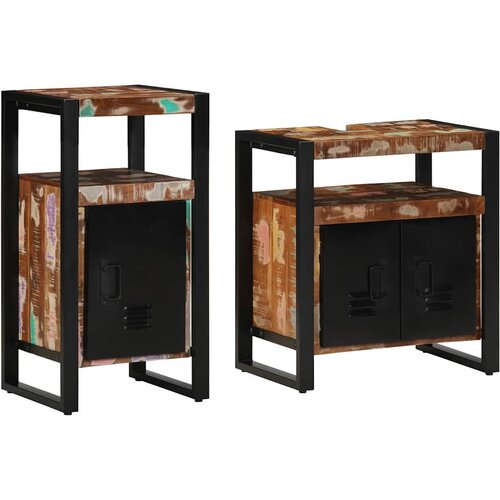  Set namještaja za kupaonicu 2 pcs Smeđa Čvrsto reciklirano drvo Cene