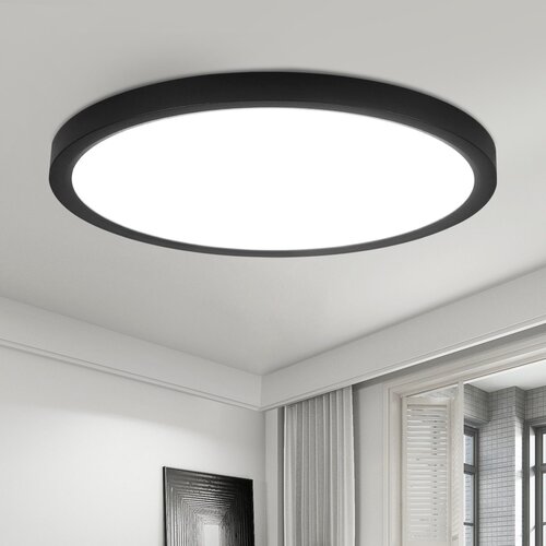 Nettlife Ploska LED stropna svetilka 30 cm - 24 W, črna, 6000 K - Moderna razsvetljava za kuhinjo, hodnik, spalnico, (22111367) Cene