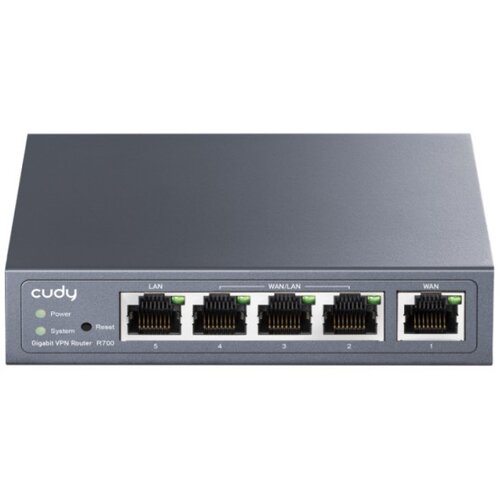 Cudy R700 Gigabit Multi-WAN VPN Router, 1Gbit WAN, 3Gibt LAN/WAN, 1Gbit LAN, 128MB DDR, 16MB NOR Fl Cene