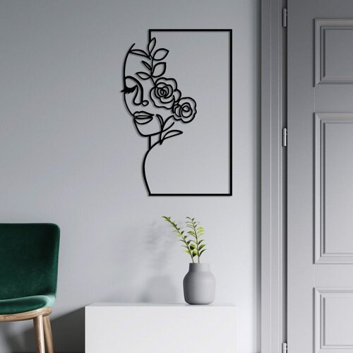 Wallity Zidna dekoracija Flower Woman - L, 70 x 46 cm, Crna Cene