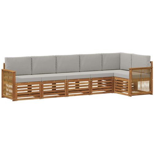 vidaXL Kotna sedežna garnitura z blazino 5 pcs Naravna in svetlo siva, (5000283840) Cene
