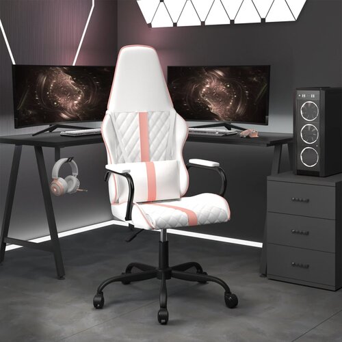 The Living Store Masažni gaming stol roza in belo umetno usnje - Gaming Stol, (21625002) Slike