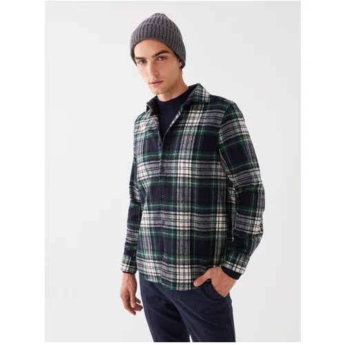 LC Waikiki Long Sleeved Plaid Men's Lumberjack Shirt Jacket with a Regular Fit