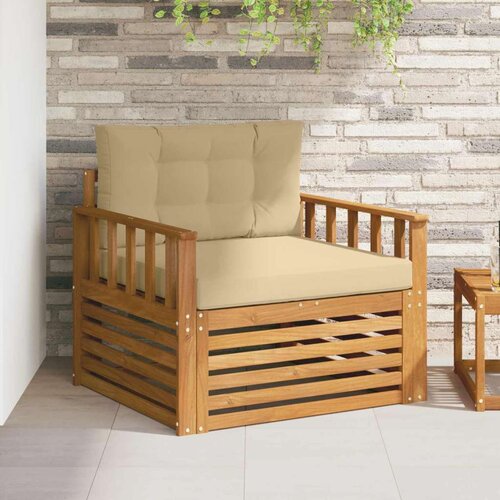  Set vanjskih sofa Čvrsto drvo akacije i poliester Prirodna - Prirodno i bež Okomite letvice Cene