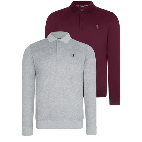 Dewberry DOUBLE SET V4007 MEN&amp;#039;S SWEATSHIRT-GREY-PURPLE Slike