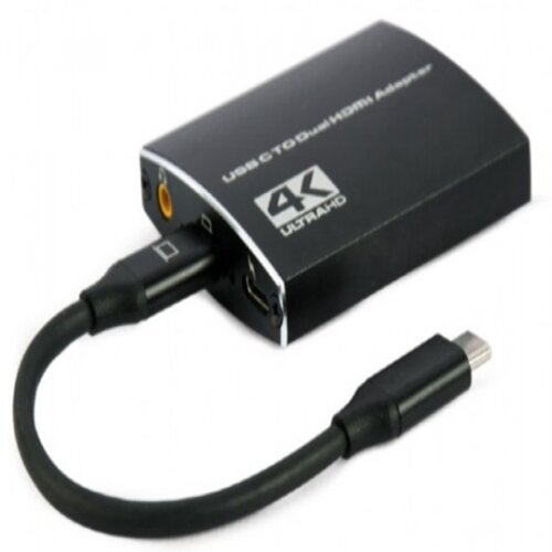 CM HDMIF2 01 Gembird USB C to dual HDMI adapter, 4K 60Hz, black Slike