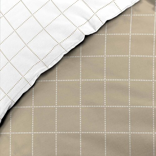 Douceur d int&amp;eacute;rieur Bijela/bež pamučna posteljina za krevet za jednu osobu 140x200 cm Cadria &amp;ndash; Slike