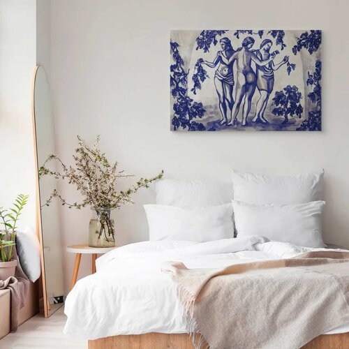  Slika - Ancient vineyard - three women in a portal painted with blue ink 120x80 Standard Slike