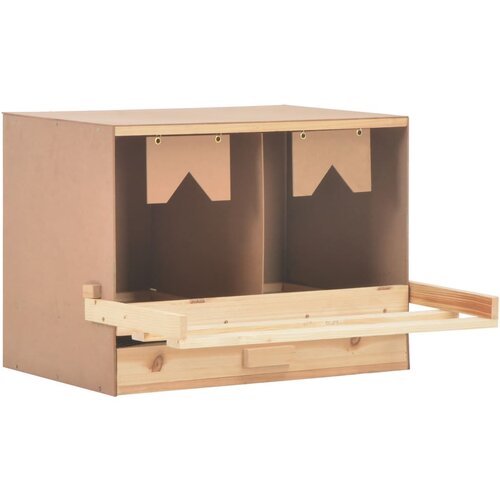 VidaXL Gnezdi&amp;scaron;če za koko&amp;scaron;i z 2 predelkoma 63x40x45 cm trdna borovina Slike