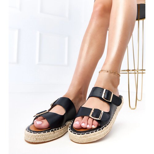  Black espadrille slides with buckles Kasina Slike