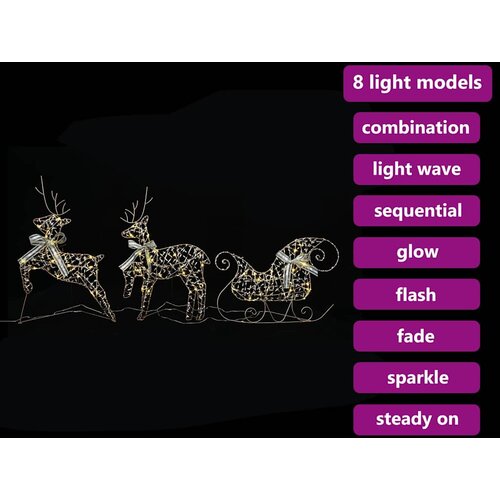  Božićni sob sa sanjkama 3 kom. 60 LED lampica Topla bijela Slike