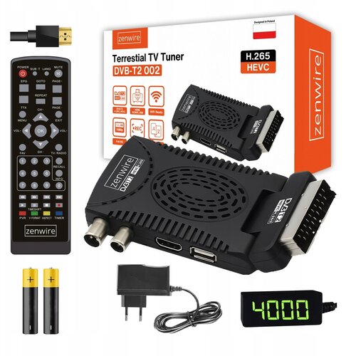 Zenwire DVB-T2 002 TV tuner dekoder, H.265 HEVC, Full HD, HDMI/SCART, USB, PVR, (5000312715) Cene