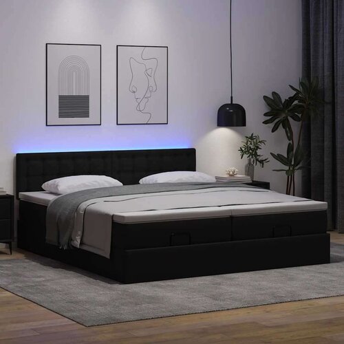 vidaXL Otomanski okvir kreveta s madracima crni 160x200cm umjetna koža Cijene